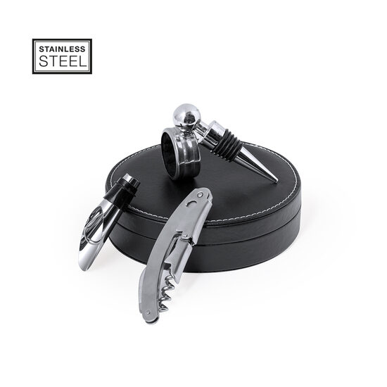 Vīna komplekts ar PU ādas apdari un apdruku