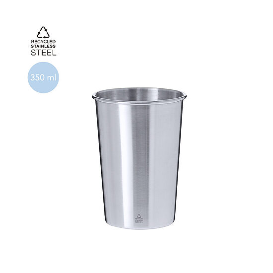 Pārstrādāta nerūsējošā tērauda glāze ar hromētu apdari – 350 ml