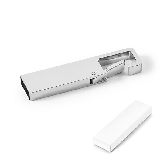 2 GB metāla USB zibatmiņa ar karabīni