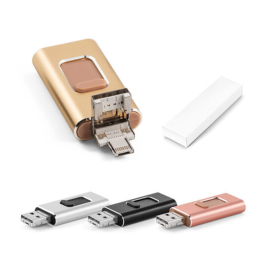 4 GB 4-in-1 USB zibatmiņa ar vairākiem savienotājiem