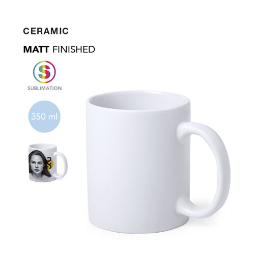 Matēta keramikas krūze sublimācijas apdrukai – 350 ml