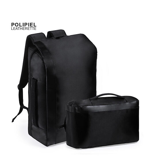 Eleganta mugursoma no poliestera ar PU ādas detaļām – līdz 17"
