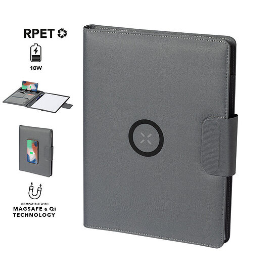 Multifunkcionāla mape ar bezvadu lādētāju un Power Bank no RPET