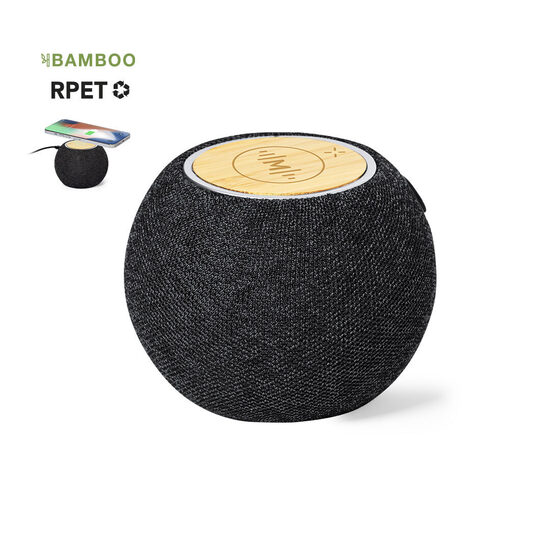 Multifunkcionāls Bluetooth® skaļrunis ar 15W bezvadu uzlādi un bambusa korpusu