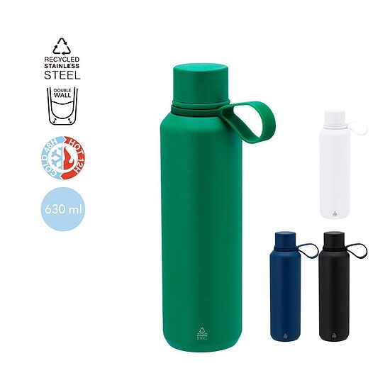 Termopudele no pārstrādāta nerūsējošā tērauda ar silikona rokturi – 630 ml
