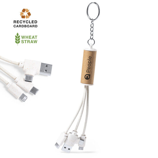 USB uzlādes kabelis no pārstrādāta kartona un kviešu salmiem