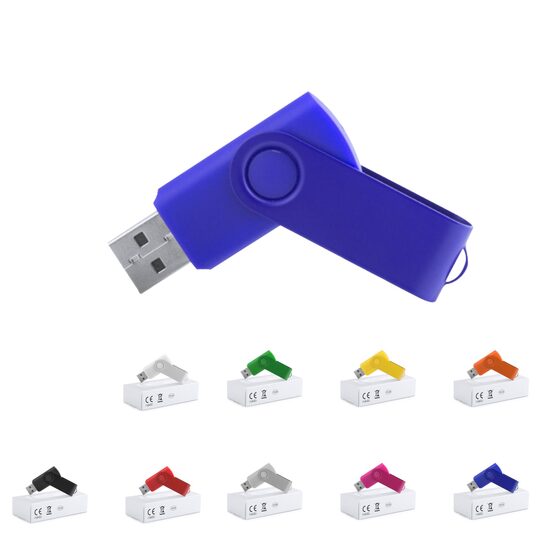 16 GB USB zibatmiņa ar grozāmu krāsainu metāla klipsi