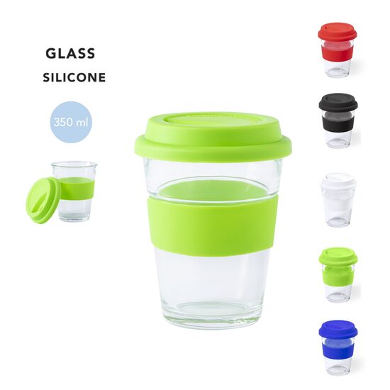 Personalizējama stikla glāze ar silikona pārklājumu – 320 g