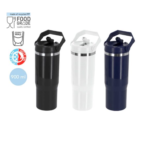 Termopudele karstiem un aukstiem dzērieniem ar salmiņu - 900ml