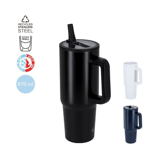 Termokrūze ar vāciņu no pārstrādāta nerūsējošā tērauda – 870 ml