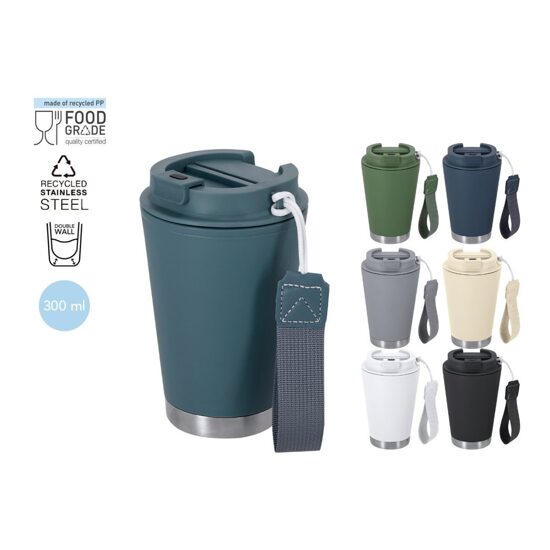 Termokrūze no pārstrādātiem materiāliem ar siksniņu – 300 ml
