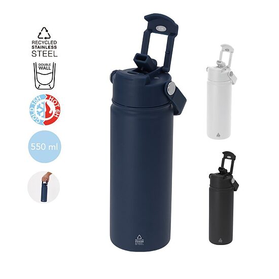 Termokrūze no pārstrādāta nerūsējošā tērauda ar salmiņu – 400ml