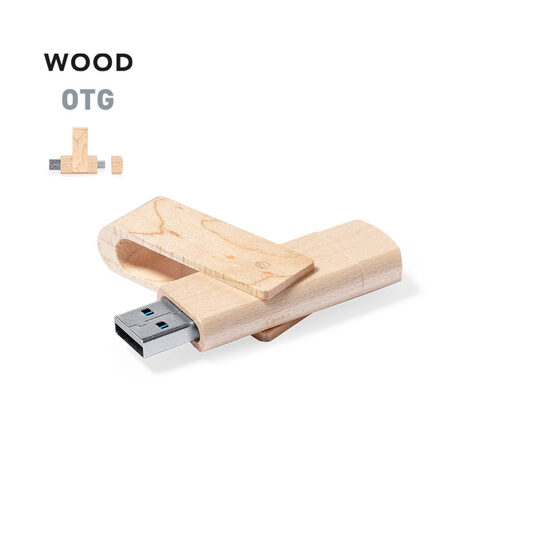 OTG 16GB USB zibatmiņa ar koka korpusu un Type-C savienojumu