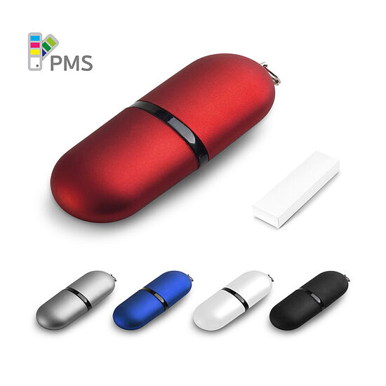 2 GB apaļa USB zibatmiņa ar gumijotu apdari
