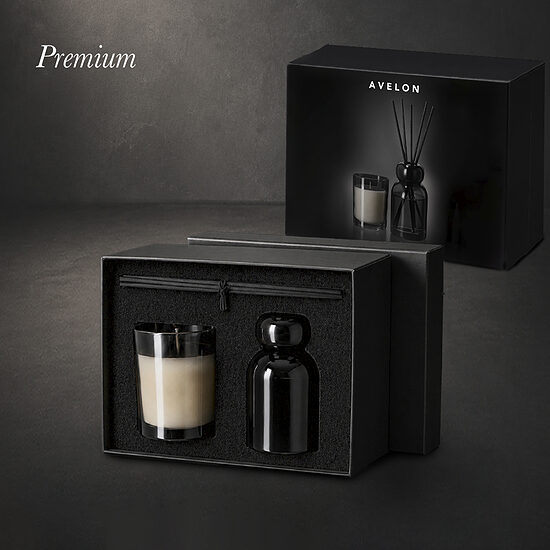 AVELON premium aromātu komplekts ar difuzoru un aromātisko sveci