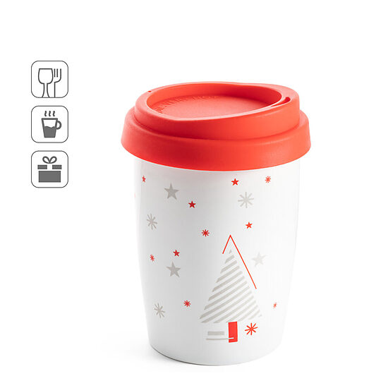 Divsienu porcelāna krūze ar vāciņu 280 ml