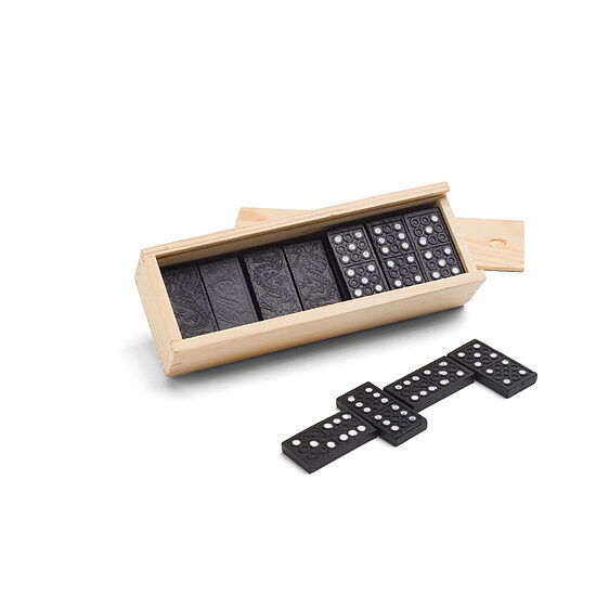Klasisks domino komplekts koka kastītē