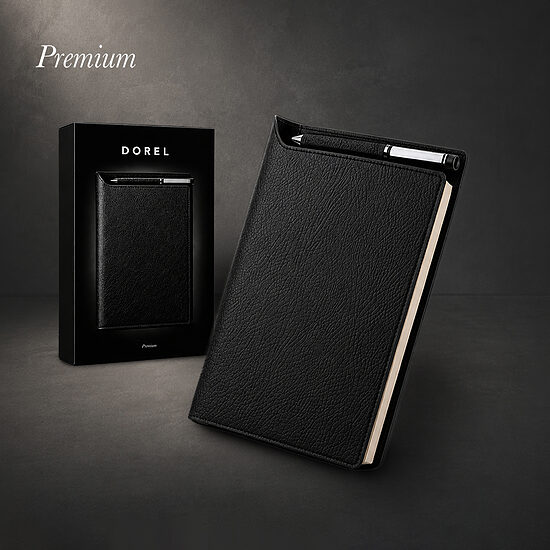 DOREL premium A5 piezīmju grāmata ar pildspalvu un dokumentu nodalījumiem