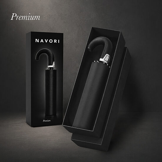 NAVORI premium automātiskais lietussargs 23″ ar izliektu rokturi