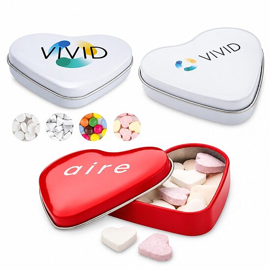 Personalizējama sirds formas saldumu kārbiņa