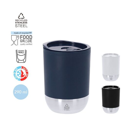 Termokrūze ar vāciņu no pārstrādāta plastmasas un tērauda – 290 ml