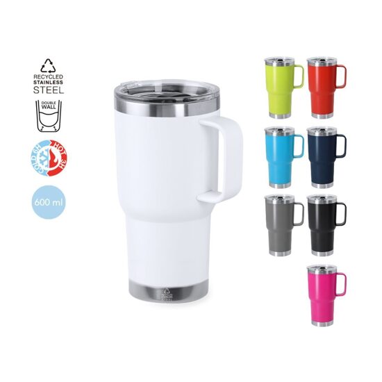 Termokrūze ar rokturi no pārstrādāta tērauda – 600 ml
