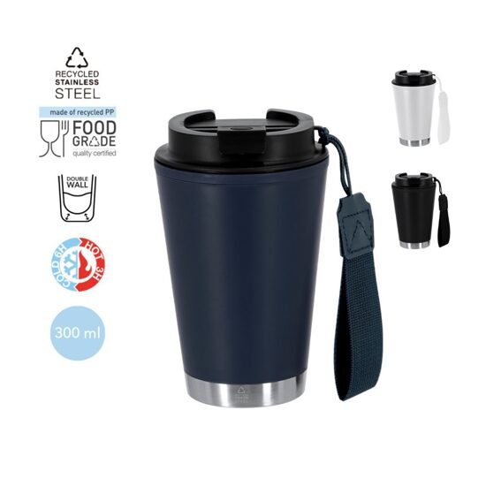 Termokrūze ar siksniņu no pārstrādāta materiāla – 300 ml