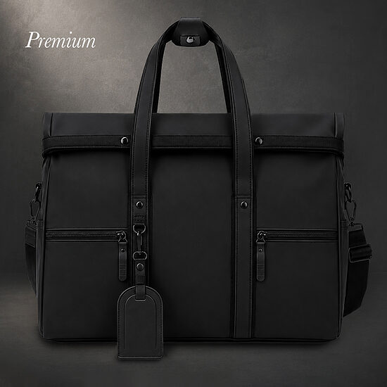 VELOR premium ceļojumu soma ar roll-top aizdari un bagāžas birku