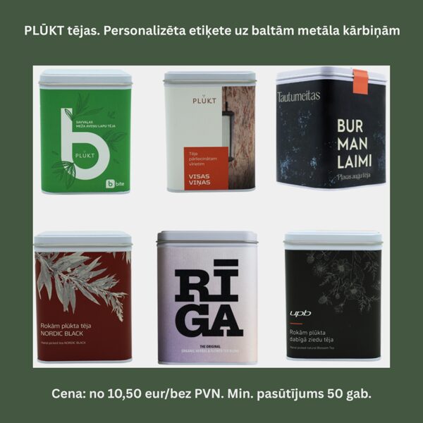 Plūkt tējas metāla kārbiņas ar personalizāciju