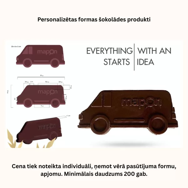 Personalizētas formas šokolādes prezentreklāmai